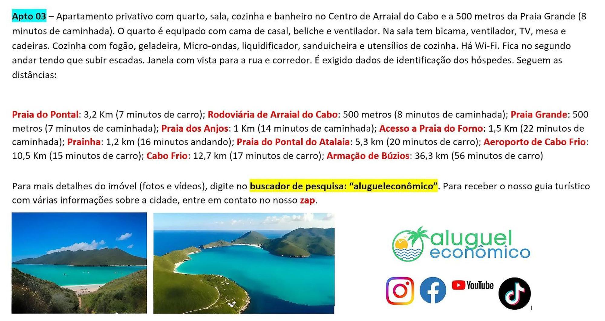 Apartamento Arraial do Cabo - Brisas do Farol - Aluguel Economico Exterior foto