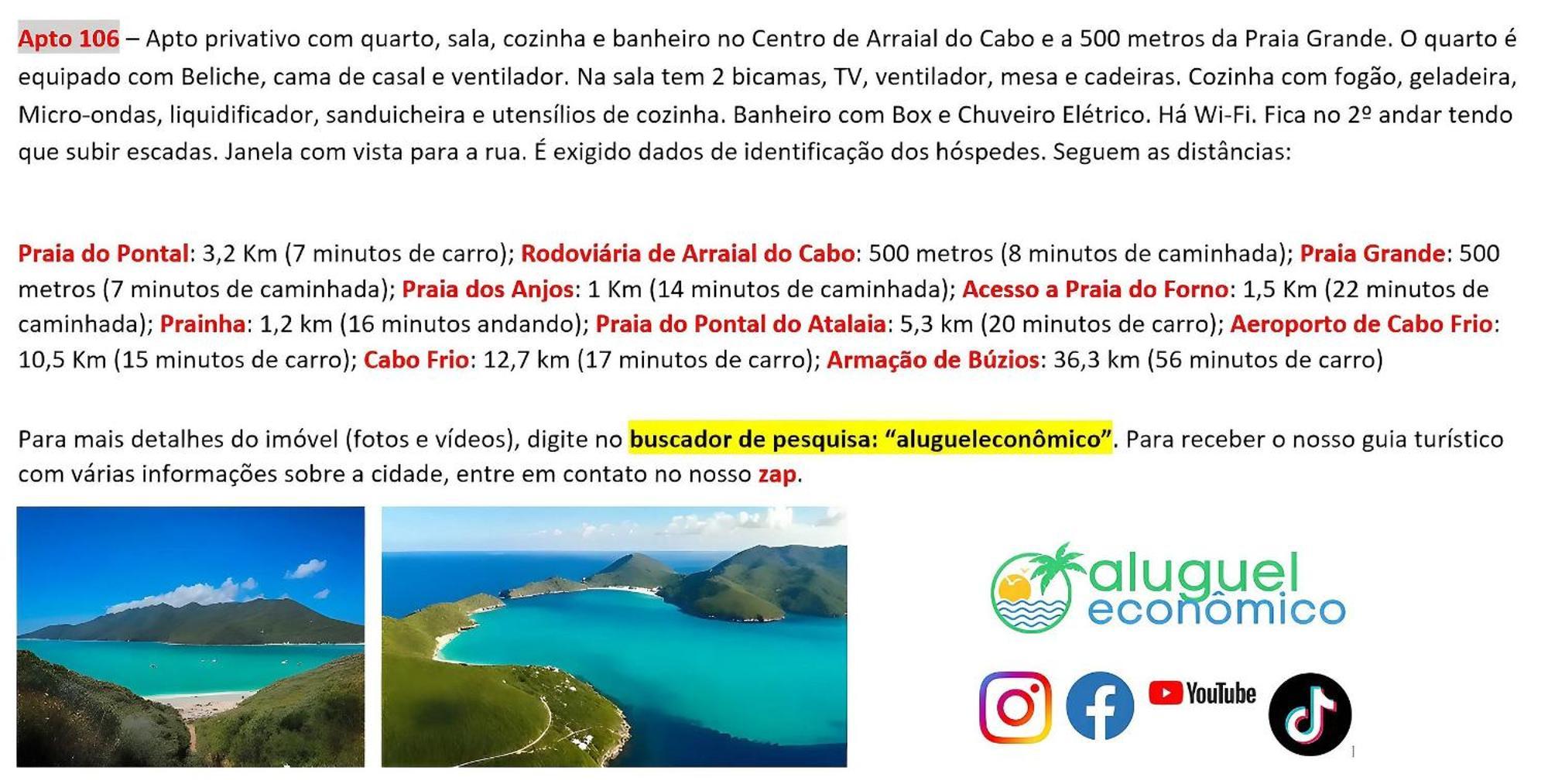 Apartamento Arraial do Cabo - Brisas do Farol - Aluguel Economico Exterior foto